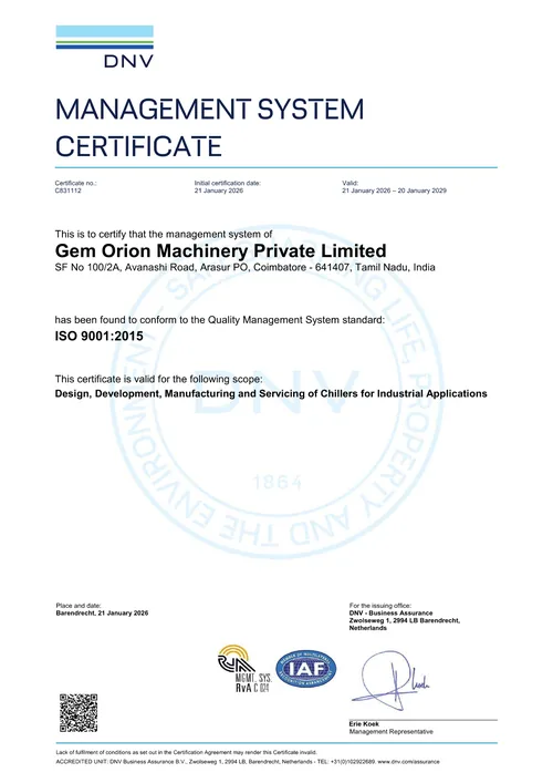 ISO 9001:2015 certified - Gem Orion Machinery